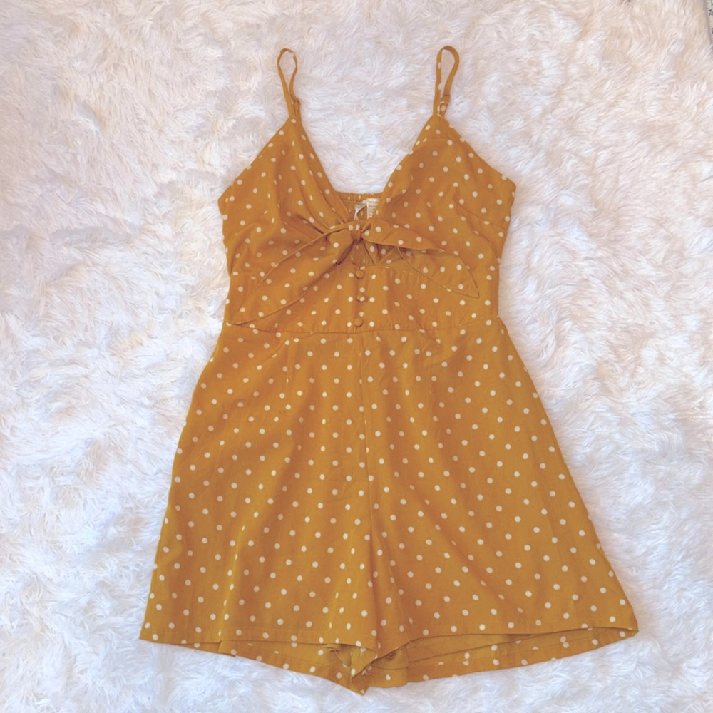 Adorable Mustard Polka Dot Romper